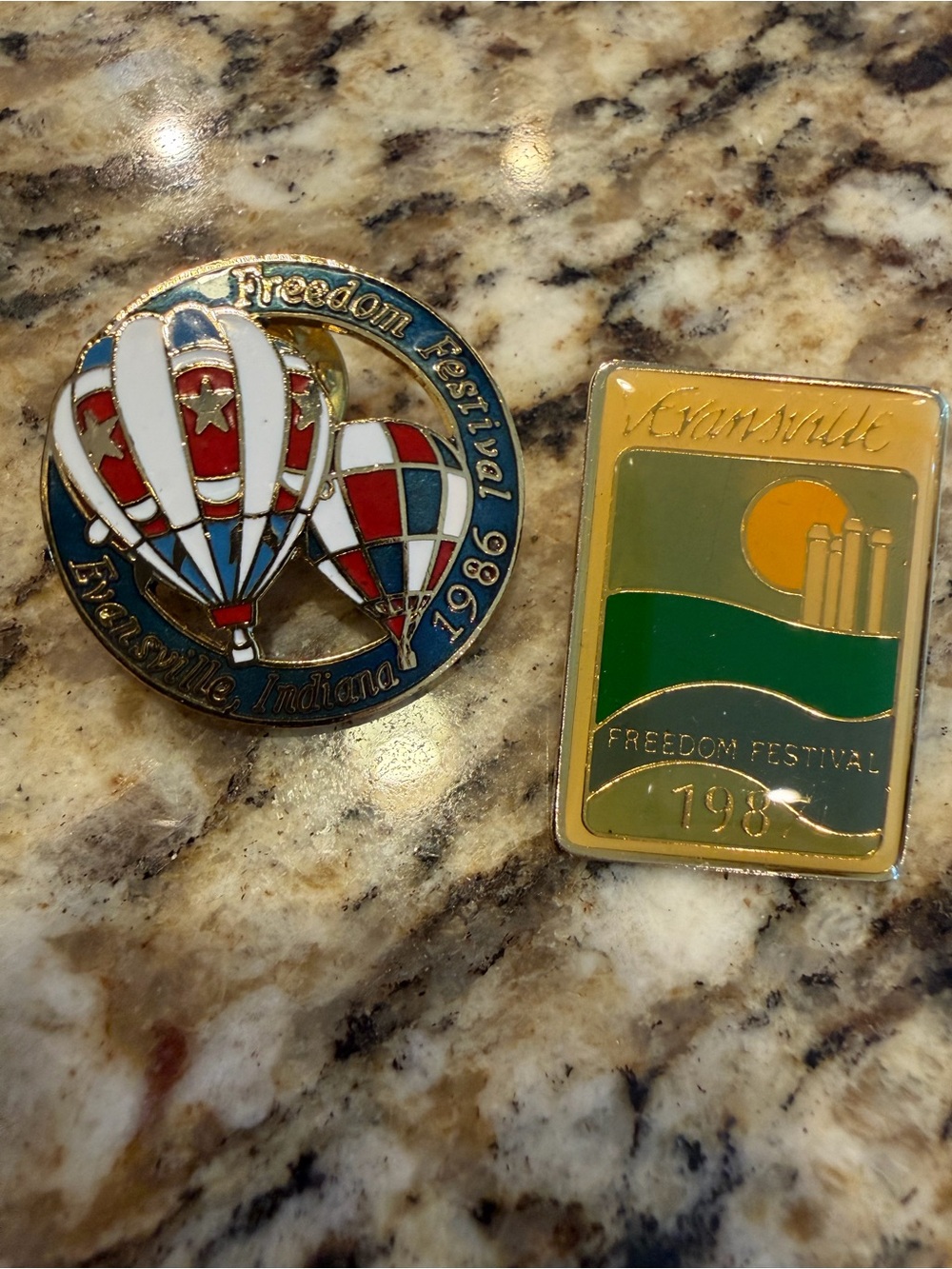 Vintage Evansville Freedom Festival Lapel Pin Lot 1986 & 1987